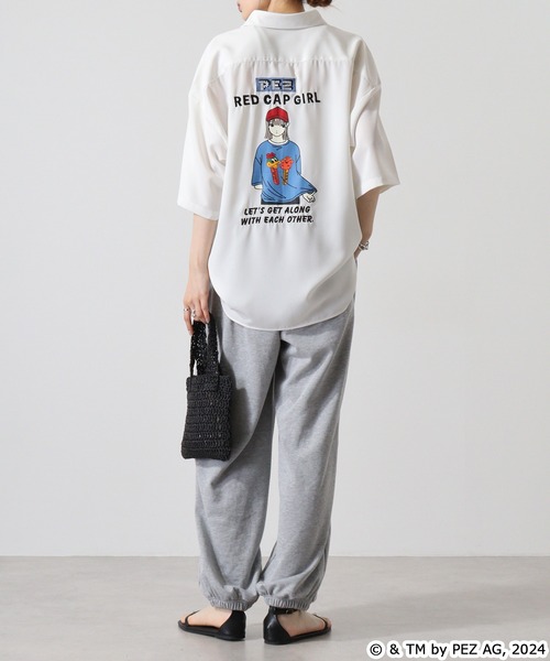 【セール】REDCAPGIRL PEZ×REDCAPGIRL バック刺繍＆プリント ルーズサイズ半袖シャツ（シャツ/ブラウス）｜Red Cap Girl（レッドキャプガール）