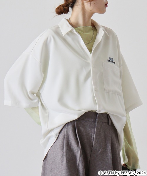 【セール】REDCAPGIRL PEZ×REDCAPGIRL バック刺繍＆プリント ルーズサイズ半袖シャツ（シャツ/ブラウス）｜Red Cap Girl（レッドキャプガール）