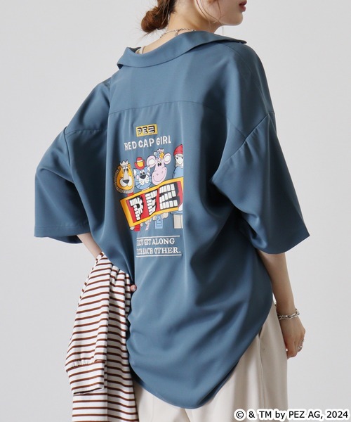 【セール】REDCAPGIRL PEZ×REDCAPGIRL バック刺繍＆プリント ルーズサイズ半袖シャツ（シャツ/ブラウス）｜Red Cap Girl（レッドキャプガール）