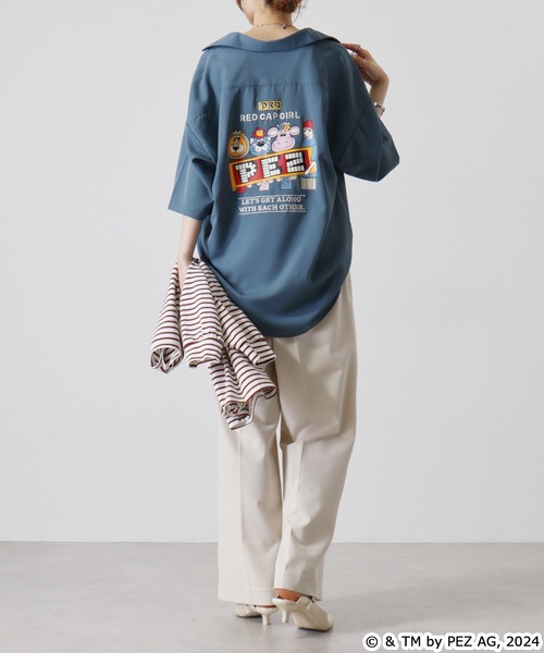 【セール】REDCAPGIRL PEZ×REDCAPGIRL バック刺繍＆プリント ルーズサイズ半袖シャツ（シャツ/ブラウス）｜Red Cap Girl（レッドキャプガール）