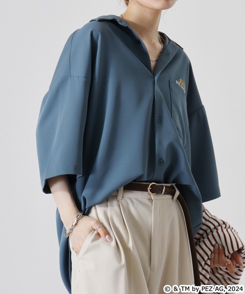 【セール】REDCAPGIRL PEZ×REDCAPGIRL バック刺繍＆プリント ルーズサイズ半袖シャツ（シャツ/ブラウス）｜Red Cap Girl（レッドキャプガール）