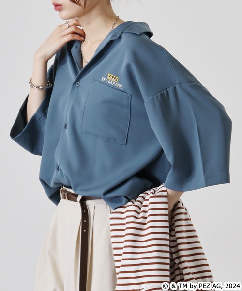 【セール】REDCAPGIRL PEZ×REDCAPGIRL バック刺繍＆プリント ルーズサイズ半袖シャツ（シャツ/ブラウス）｜Red Cap Girl（レッドキャプガール）