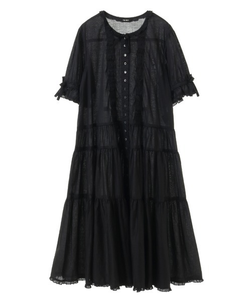 【極美品】PINK HOUSE ワンピース ピコフリル ブラック 近年モデル 美品 ピンクハウス PINK HOUSE 綿ローン ピコフリル ティアード