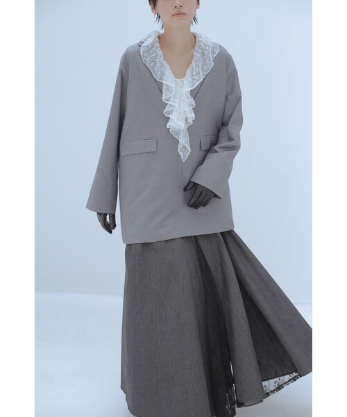 Ray BEAMS（レイビームス）の「レース フリルカラー リブ プルオーバー（ニット/セーター・レディース・ホワイト/ブラック・ONE SIZE）」の8枚目の写真