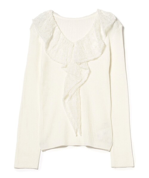 Ray BEAMS（レイビームス）の「レース フリルカラー リブ プルオーバー（ニット/セーター・レディース・ホワイト/ブラック・ONE SIZE）」の16枚目の写真