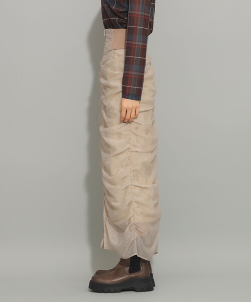 Ray BEAMS（レイビームス）の「シアー ギャザー ジップ スカート（スカート・レディース・ブラック/ベージュ・0/1）」の13枚目の写真