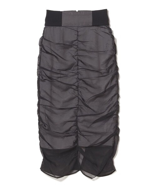 Ray BEAMS（レイビームス）の「シアー ギャザー ジップ スカート（スカート・レディース・ブラック/ベージュ・0/1）」の17枚目の写真