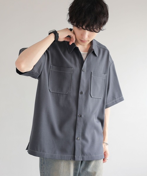 RAGEBLUE（レイジブルー）の「配色ステッチ/オーバーサイズシャツ（シャツ/ブラウス・メンズ・ブラック/グレー/ホワイト・MEDIUM/LARGE）」の17枚目の写真