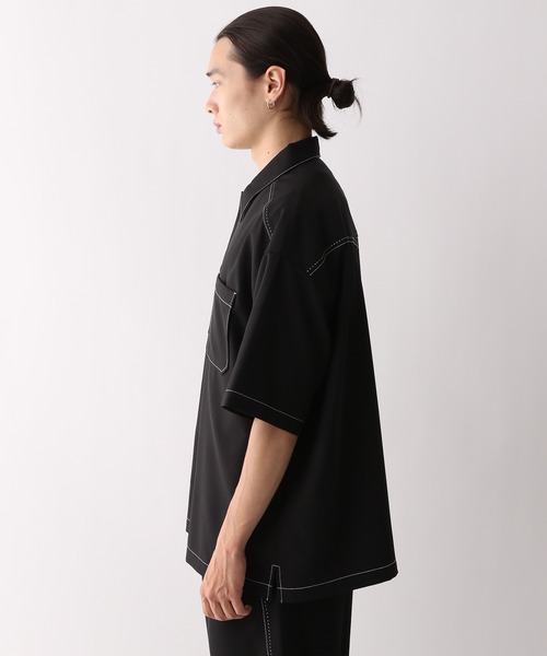 RAGEBLUE（レイジブルー）の「配色ステッチ/オーバーサイズシャツ（シャツ/ブラウス・メンズ・ブラック/グレー/ホワイト・MEDIUM/LARGE）」の18枚目の写真