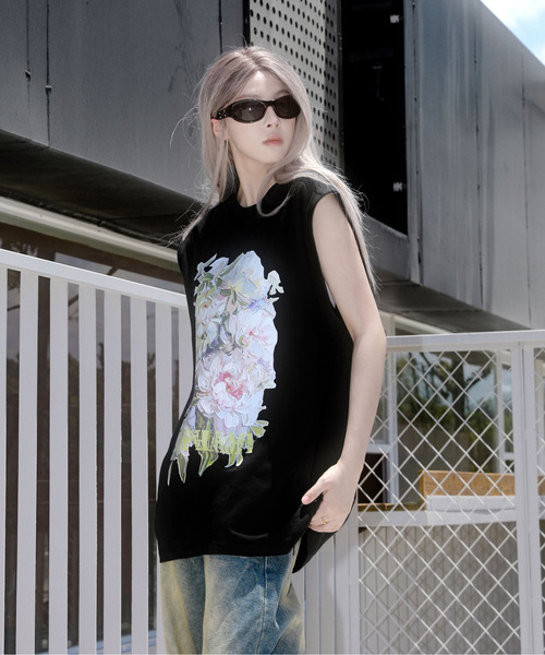 neos（ネオス）の「【neos】ルーズシルエット フラワー ブーケ プリント ノースリーブ シャツ タンクトップ（タンクトップ・メンズ・ホワイト/ブラック・MEDIUM/LARGE/X-LARGE）」の3枚目の写真