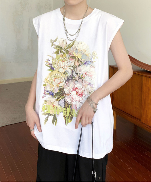 neos（ネオス）の「【neos】ルーズシルエット フラワー ブーケ プリント ノースリーブ シャツ タンクトップ（タンクトップ・メンズ・ホワイト/ブラック・MEDIUM/LARGE/X-LARGE）」の11枚目の写真
