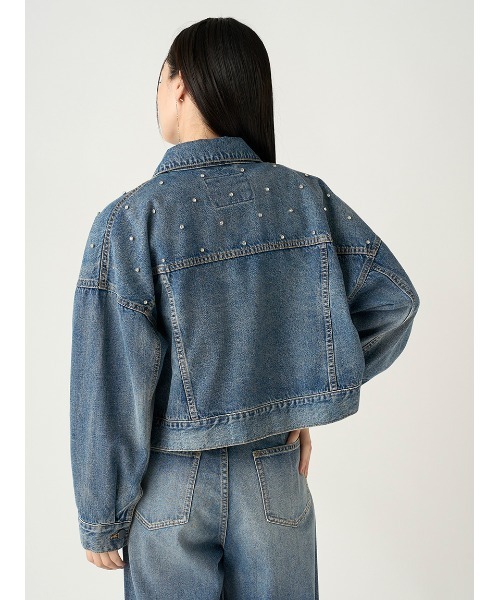 FRAY I.D ショート丈オーバービジューデニムジャケット　1サイズタグ付き FRAY I.D（フレイアイディー）の「ショート丈オーバービジュー