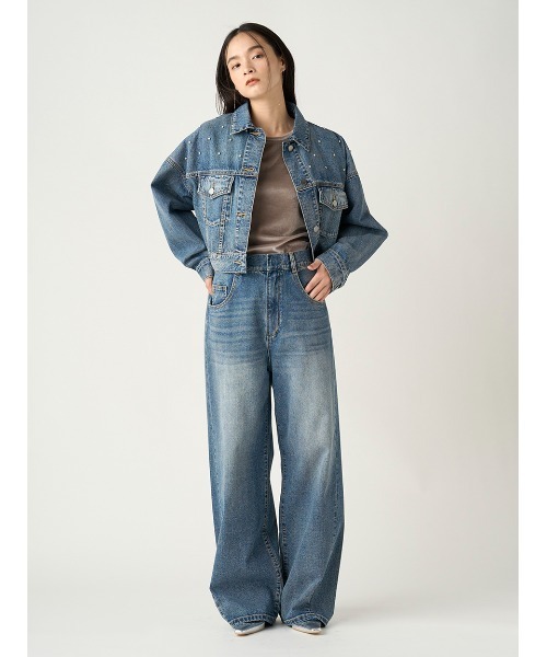 新作！FRAY I.D ショート丈オーバービジューデニムジャケット FRAY I.D（フレイアイディー）の「ショート丈オーバービジュー