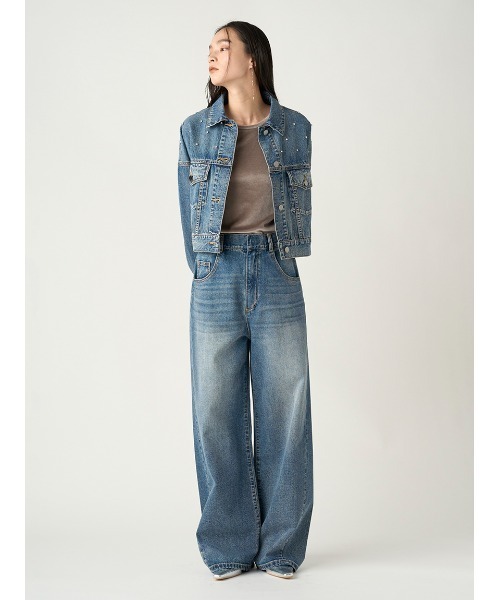 FRAY I.D（フレイアイディー）の「ショート丈オーバービジューデニム