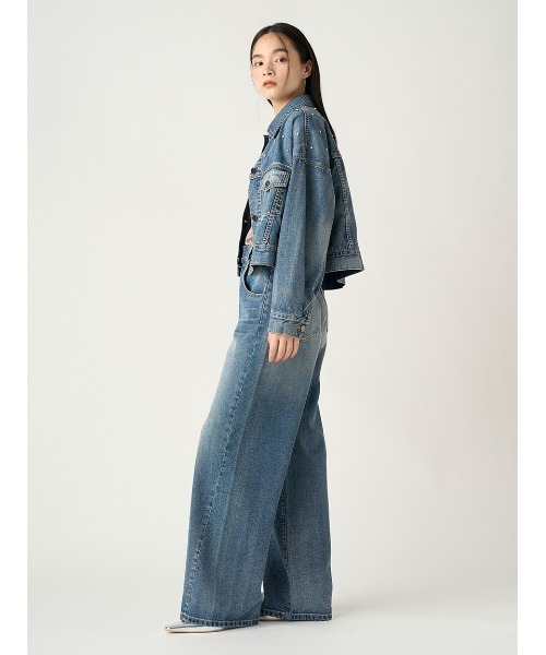 新作！FRAY I.D ショート丈オーバービジューデニムジャケット FRAY I.D (セール50%OFF) / フレイアイディー ショート丈