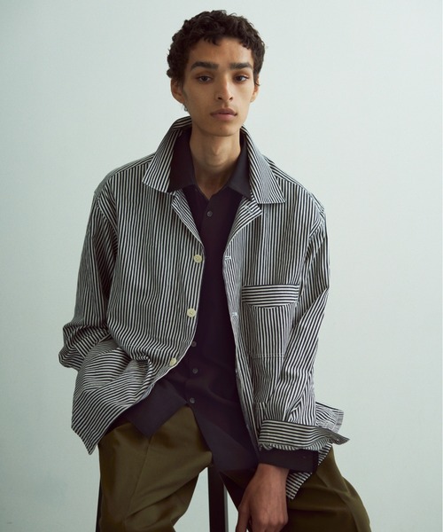 benine9(ビーナイン)の「benine 9 6oz Hickory Striped Denim Work Jacket(ブルゾン・メンズ・ホワイト・LARGE/MEDIUM/SMALL)」の4枚目の写真