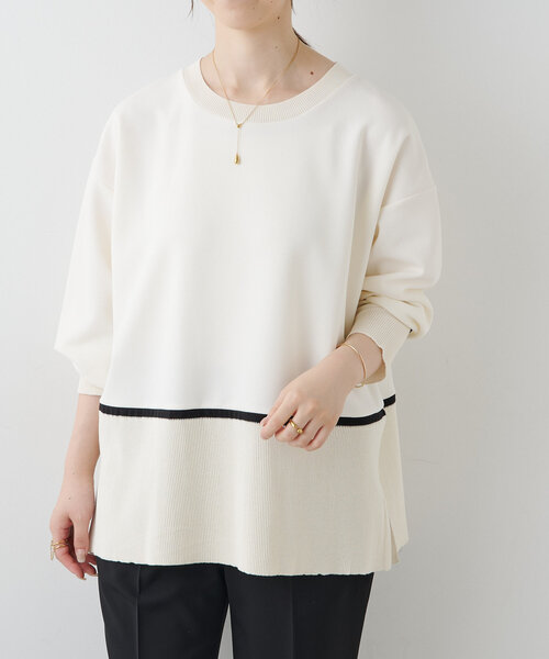 BEARDSLEY（ビアズリー）の「ラインニット（ニット/セーター・レディース・ホワイト・FREE）」の2枚目の写真