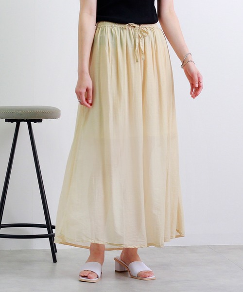 Fizz(フィズ)の「【Fizz/フィズ】 コットンガーゼスカート(スカート・レディース・グリーン/ブラック/カーキ/ネイビー/ベージュ/ピンク・M)」の1枚目の写真