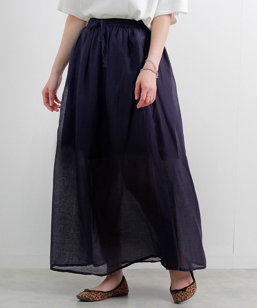 Fizz(フィズ)の「【Fizz/フィズ】 コットンガーゼスカート(スカート・レディース・グリーン/ブラック/カーキ/ネイビー/ベージュ/ピンク・M)」の5枚目の写真