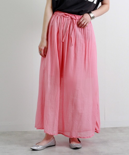 Fizz(フィズ)の「【Fizz/フィズ】 コットンガーゼスカート(スカート・レディース・グリーン/ブラック/カーキ/ネイビー/ベージュ/ピンク・M)」の6枚目の写真