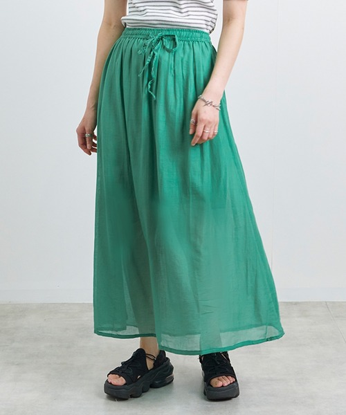 Fizz(フィズ)の「【Fizz/フィズ】 コットンガーゼスカート(スカート・レディース・グリーン/ブラック/カーキ/ネイビー/ベージュ/ピンク・M)」の4枚目の写真