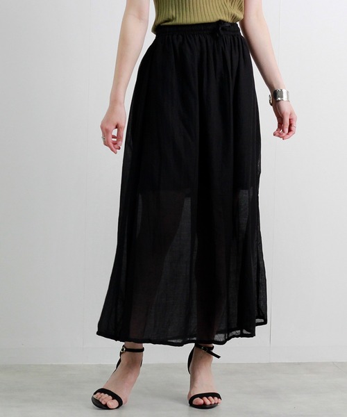 Fizz(フィズ)の「【Fizz/フィズ】 コットンガーゼスカート(スカート・レディース・グリーン/ブラック/カーキ/ネイビー/ベージュ/ピンク・M)」の2枚目の写真