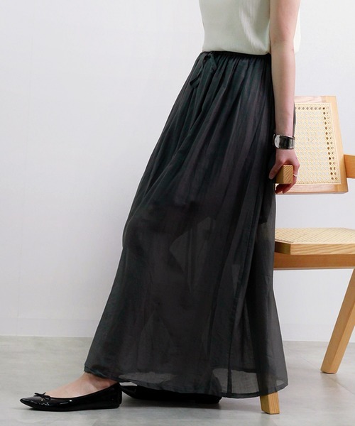 Fizz(フィズ)の「【Fizz/フィズ】 コットンガーゼスカート(スカート・レディース・グリーン/ブラック/カーキ/ネイビー/ベージュ/ピンク・M)」の7枚目の写真