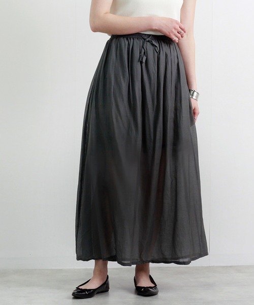 Fizz(フィズ)の「【Fizz/フィズ】 コットンガーゼスカート(スカート・レディース・グリーン/ブラック/カーキ/ネイビー/ベージュ/ピンク・M)」の9枚目の写真