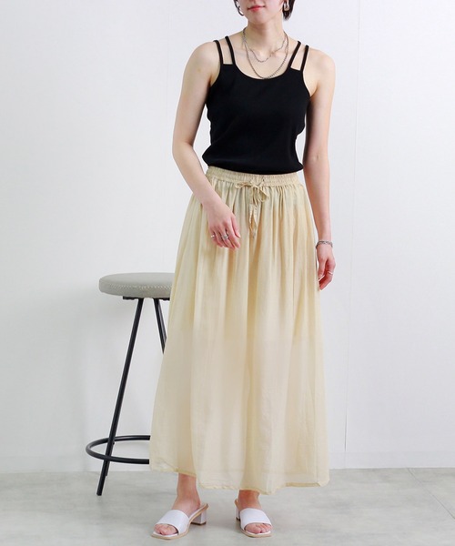 Fizz(フィズ)の「【Fizz/フィズ】 コットンガーゼスカート(スカート・レディース・グリーン/ブラック/カーキ/ネイビー/ベージュ/ピンク・M)」の10枚目の写真