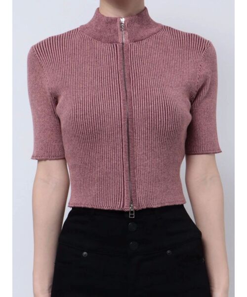 EMODA(エモダ)の「プレーティングハーフリブニット(ニット/セーター・レディース・ホワイト/ピンク/ブラック/グレー/ブルー・FREE)」の5枚目の写真