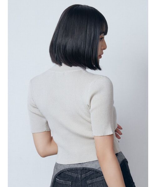 EMODA(エモダ)の「プレーティングハーフリブニット(ニット/セーター・レディース・ホワイト/ピンク/ブラック/グレー/ブルー・FREE)」の21枚目の写真