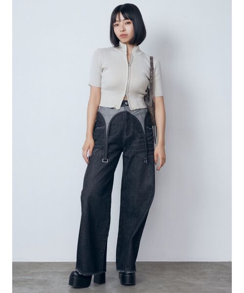 EMODA(エモダ)の「プレーティングハーフリブニット(ニット/セーター・レディース・ホワイト/ピンク/ブラック/グレー/ブルー・FREE)」の22枚目の写真