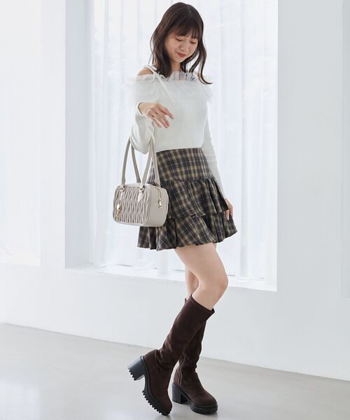 MAJESTIC LEGON(マジェスティックレゴン)の「2wayミルフィーユフリルニット(ニット/セーター・レディース・アイボリー/ブルー系その他5/ブラック/ピンク・MEDIUM)」の6枚目の写真