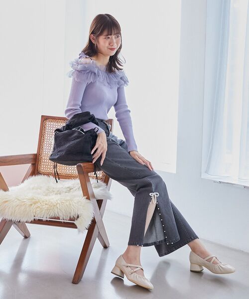 MAJESTIC LEGON(マジェスティックレゴン)の「2wayミルフィーユフリルニット(ニット/セーター・レディース・アイボリー/ブルー系その他5/ブラック/ピンク・MEDIUM)」の20枚目の写真