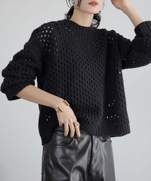 ELFRANK | 《新色追加》ショート丈 透かし編み メッシュニット プルオーバー(ニット/セーター)