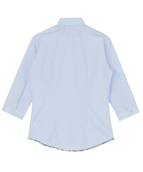 TOKYO SHIRTS（トウキョウシャツ）の「形態安定ノーアイロン レギュラー 7分袖ビジネスワイシャツ（ビジネスシャツ・レディース・サックスブルー・L/LL/XL/S/M）」の2枚目の写真