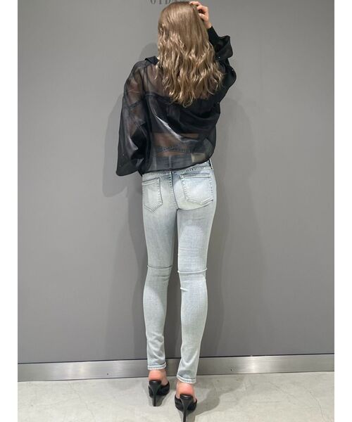 GYDA（ジェイダ）の「シアーラインストーンショートシャツ（シャツ/ブラウス・レディース・オフホワイト/グレー/ブラック・FREE）」の12枚目の写真