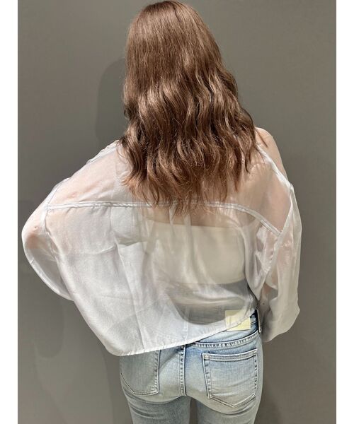 GYDA（ジェイダ）の「シアーラインストーンショートシャツ（シャツ/ブラウス・レディース・オフホワイト/グレー/ブラック・FREE）」の22枚目の写真