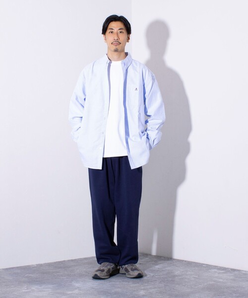 GEVACO(ゲバコ)の「【GEVACO/ゲバコ】リラックス 裏毛 ワイドスウェットパンツ ワンポイントロゴ(スウェットパンツ・メンズ・グレー/オートミール/ネイビー・M/L)」の4枚目の写真