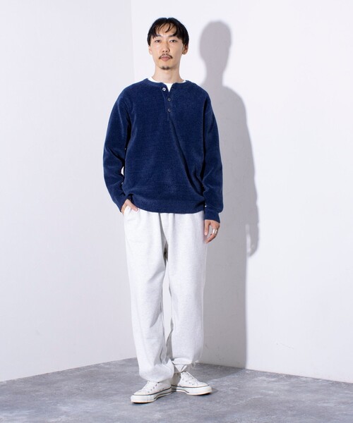 GEVACO(ゲバコ)の「【GEVACO/ゲバコ】リラックス 裏毛 ワイドスウェットパンツ ワンポイントロゴ(スウェットパンツ・メンズ・グレー/オートミール/ネイビー・M/L)」の9枚目の写真