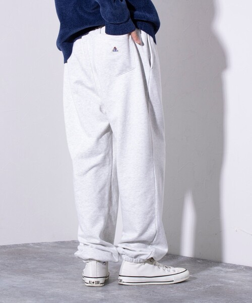 GEVACO(ゲバコ)の「【GEVACO/ゲバコ】リラックス 裏毛 ワイドスウェットパンツ ワンポイントロゴ(スウェットパンツ・メンズ・グレー/オートミール/ネイビー・M/L)」の12枚目の写真