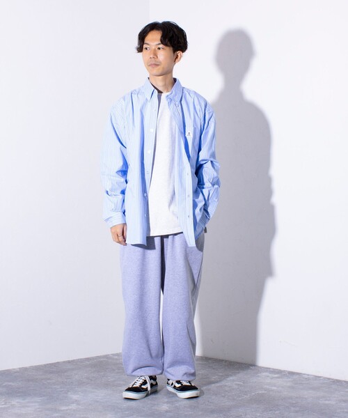 GEVACO(ゲバコ)の「【GEVACO/ゲバコ】リラックス 裏毛 ワイドスウェットパンツ ワンポイントロゴ(スウェットパンツ・メンズ・グレー/オートミール/ネイビー・M/L)」の16枚目の写真