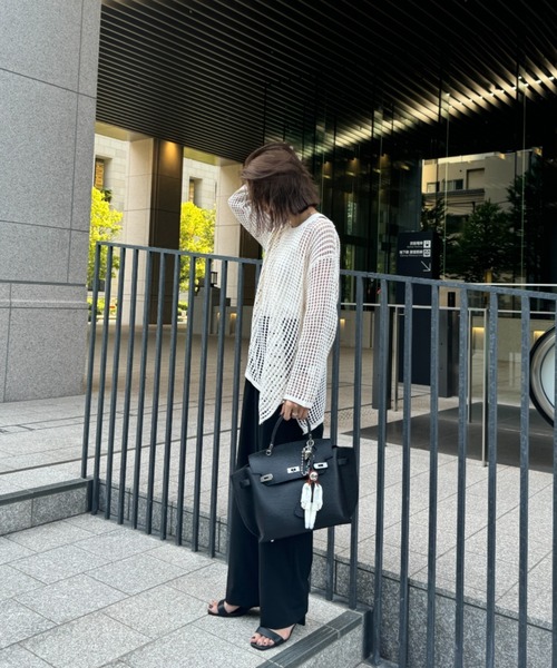 ISOOK（アイスー）の「メッシュニット(chiica select) / シアーニット 編みトップス メッシュトップス（ニット/セーター・レディース・アイボリー・FREE）」の2枚目の写真