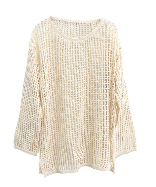 ISOOK（アイスー）の「メッシュニット(chiica select) / シアーニット 編みトップス メッシュトップス（ニット/セーター・レディース・アイボリー・FREE）」の7枚目の写真