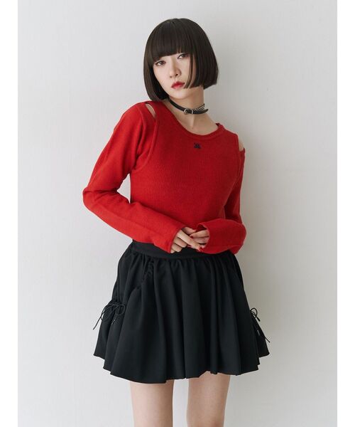 jouetie(ジュエティ)の「バルーンミニスカパン(スカート・レディース・グレー/オフホワイト/ブラック・MEDIUM)」の13枚目の写真