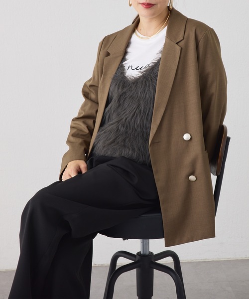 couchu.me(クーシュミー)の「【@_misato___企画】Wテーラードジャケット(テーラードジャケット・レディース・モカ/ネイビー・FREE)」の5枚目の写真