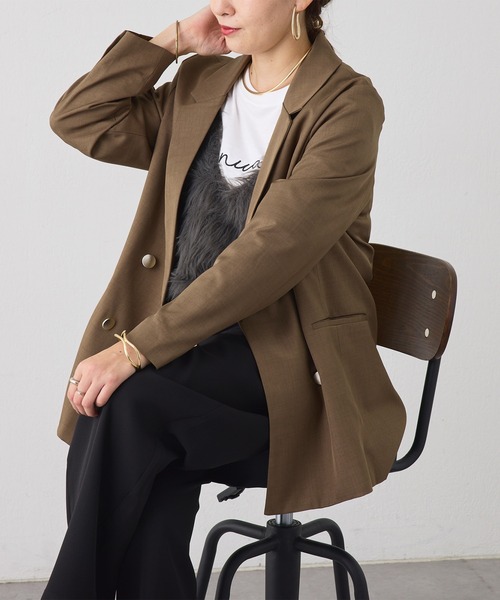 couchu.me(クーシュミー)の「【@_misato___企画】Wテーラードジャケット(テーラードジャケット・レディース・モカ/ネイビー・FREE)」の7枚目の写真