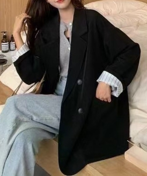 ap retro(アプレトロ)の「Bigシルエットダブルテーラードジャケット(テーラードジャケット・レディース・ベージュ/グレー/ブラック/ネイビー・FREE)」の5枚目の写真