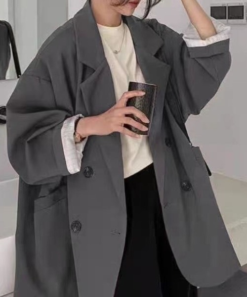 ap retro(アプレトロ)の「Bigシルエットダブルテーラードジャケット(テーラードジャケット・レディース・ベージュ/グレー/ブラック/ネイビー・FREE)」の20枚目の写真