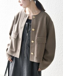 SHIPS any | SHIPS any: エア ニードル ポケット コンパクト ノーカラー ジャケット(ノーカラージャケット)